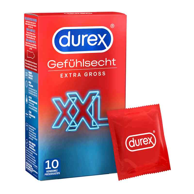 Durex Gefühlsecht extra gross Kondome 10 stk von Reckitt Benckiser Deutschland PZN 06730343