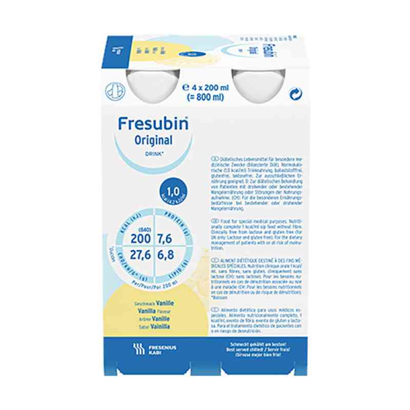 Fresubin Original Drink Vanille Trinkflasche 4X200 ml von Fresenius Kabi Deutschland Gmb PZN 00026324