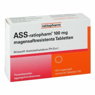 Ass ratiopharm 100 mg magensaftresistent Tabletten 100 stk von ratiopharm GmbH PZN 12587499