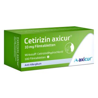 Cetirizin axicur 10 mg Filmtabletten 100 stk von axicorp Pharma GmbH PZN 14293520