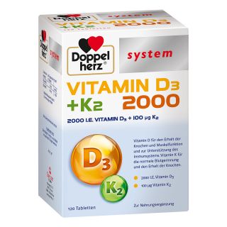 Doppelherz Vitamin D3 2000+k2 system Tabletten 120 stk von Queisser Pharma GmbH & Co. KG PZN 14063820