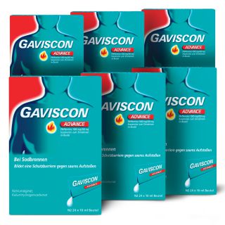 Gaviscon Advance Pfefferminz 1000mg/200mg Dosierbeutel 6x24x10 ml von Reckitt Benckiser Deutschland PZN 08100023