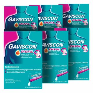 GAVISCON Dual 500 mg, 213 mg, 325 mg Suspension Dosierbeutel 6x24x10  von Reckitt Benckiser Deutschland PZN 08100016