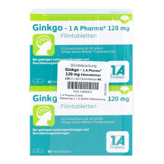 Ginkgo 1a Pharma 120 mg Filmtabletten 120 stk von 1 A Pharma GmbH PZN 13856932