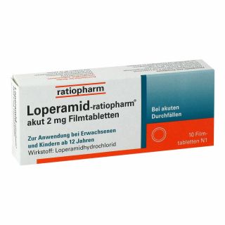 Loperamid-ratiopharm akut 2mg 10 stk von ratiopharm GmbH PZN 00251191