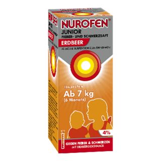 Nurofen Junior Fieber- und Schmerzsaft Erdbeer 40mg/ml 100 ml von Reckitt Benckiser Deutschland PZN 07776471
