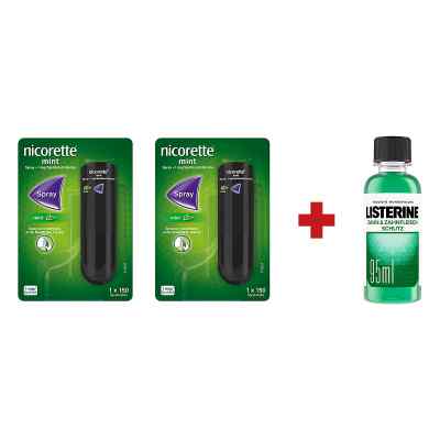 2 x Nicorette Spray +Listerine Zahn-& Zahnfleisch Schutz Lösung 1 Pck von Johnson & Johnson GmbH (OTC) PZN 08130276