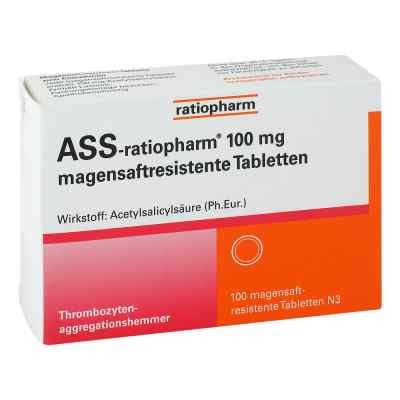 Ass ratiopharm 100 mg magensaftresistent Tabletten 100 stk von ratiopharm GmbH PZN 12587499