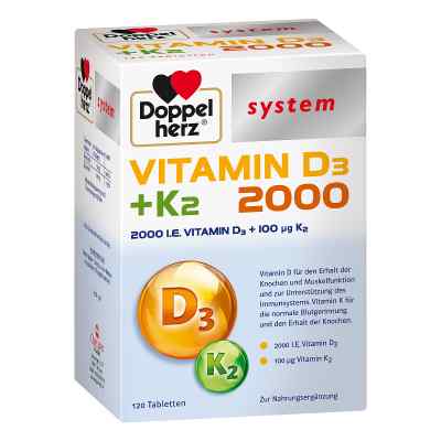 Doppelherz Vitamin D3 2000+k2 system Tabletten 120 stk von Queisser Pharma GmbH & Co. KG PZN 14063820