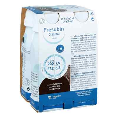 Fresubin Original Drink Schokolade Trinkflasche 4X200 ml von Fresenius Kabi Deutschland Gmb PZN 00041312