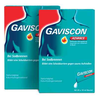 Gaviscon Advance Pfefferminz 1000mg/200mg Dosierbeutel 2x24X10 ml von Reckitt Benckiser Deutschland PZN 08100165