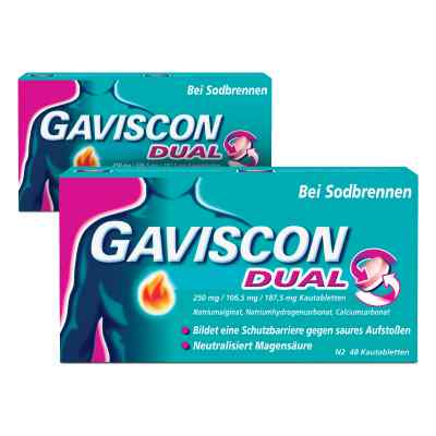 GAVISCON Dual 250 mg, 106,5 mg, 187,5 mg Kautabletten 2x48 stk von Reckitt Benckiser Deutschland PZN 08100125