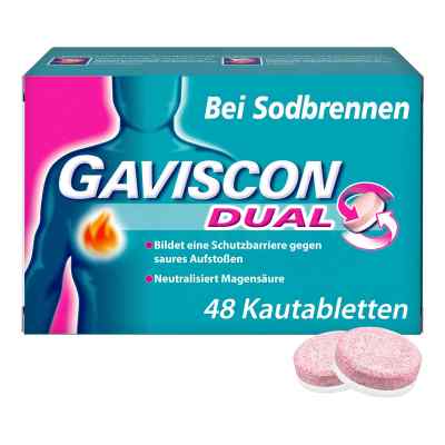 Gaviscon Dual 250mg/106,5mg/187,5mg Kautabletten 48 stk von Reckitt Benckiser Deutschland PZN 11528394