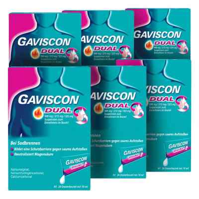 GAVISCON Dual 500 mg, 213 mg, 325 mg Suspension Dosierbeutel 6x24x10  von Reckitt Benckiser Deutschland PZN 08100016