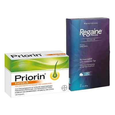 Priorin Neu Kapseln bei Haarausfall + Regaine Frauen Schaum 50 m 1 Pck von  PZN 08100575